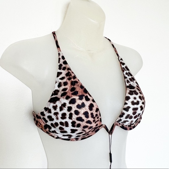 ZAFUL Womens Animal Print Cheetah V Wired Low Cut Strappy Bikini Top Size S - Picture 3 of 7